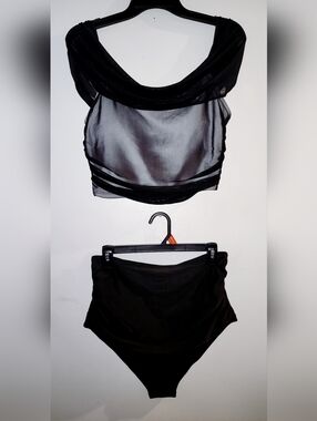 SHEIN Black Sheer Two-Piece Bikini Set